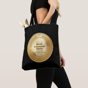 3D Realistic Gold Medal Custom Editable Award Tote Bag