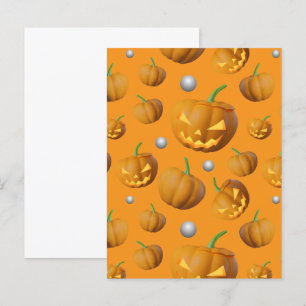 3D Realistic Jack O'Lantern Pumpkin  Invitation Postcard