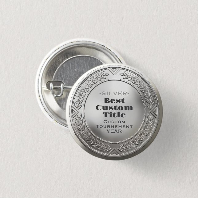 3D Realistic Silver Medal Custom Editable Award 3 Cm Round Badge (Front & Back)