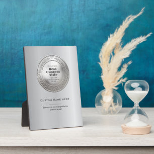 3D Realistic Silver Medal Custom Editable Award Plaque