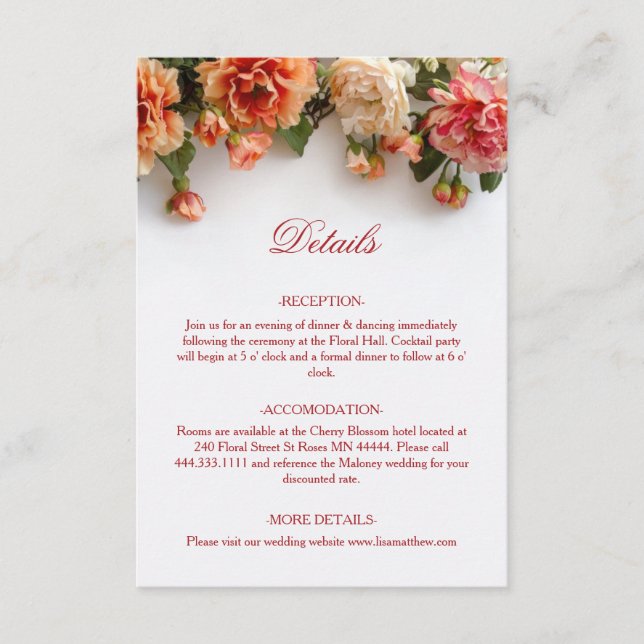 3D Realistic Warm Colours Flowers Enclosure Card (Front)