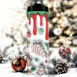 3D Red And Green Christmas Tree Cakes Thermal Tumbler<br><div class="desc">Indulge in holiday cheer with this festive 3D tumbler featuring a whimsical Christmas tree adorned with colourful cakes. The unique design adds a playful touch to your hot cocoa or coffee, making it a delightful gift for bakers, Christmas enthusiasts, or anyone who loves a touch of whimsy. This double-walled tumbler...</div>