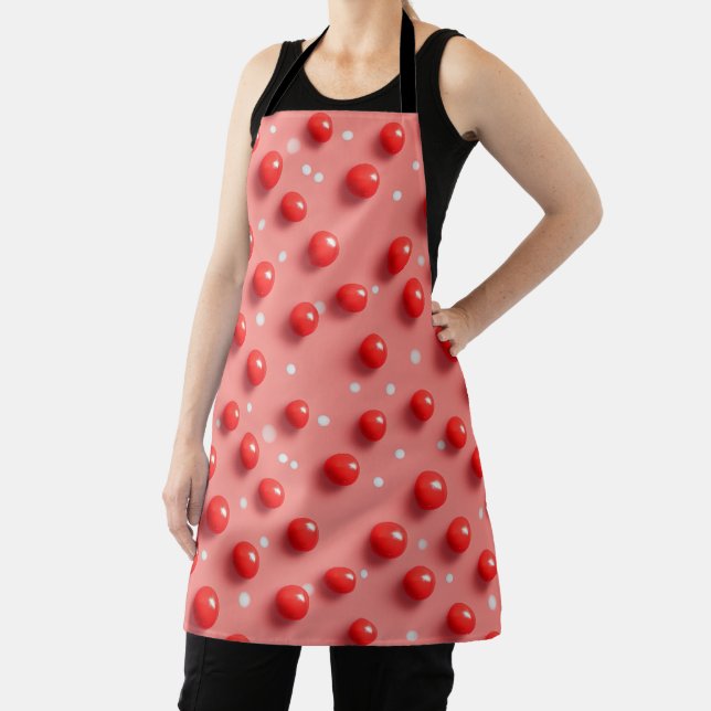3D Red and White Polka Dots Pattern  Apron (Insitu)