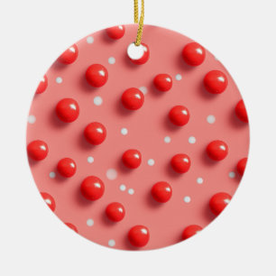 3D Red and White Polka Dots Pattern Ceramic Tree Decoration