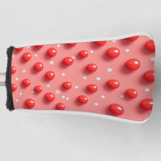 3D Red and White Polka Dots Pattern  Golf Head Cover (Front)