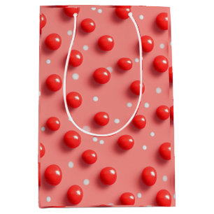 3D Red and White Polka Dots Pattern Medium Gift Bag