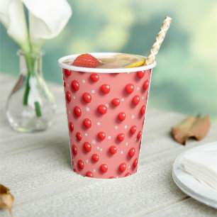 3D Red and White Polka Dots Pattern  Paper Cups