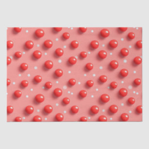 3D Red and White Polka Dots Pattern Tissue Paper