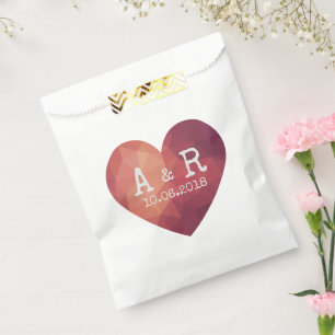 3d red heart couple monograms wedding date favour bags