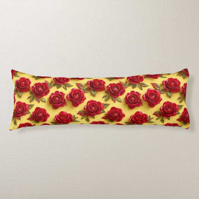 3d red roses pattern body cushion (Front)