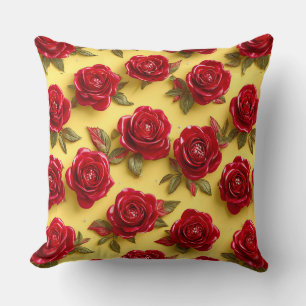 🌹✨3d Red Roses Romantic Luxe Home Accent Cushion