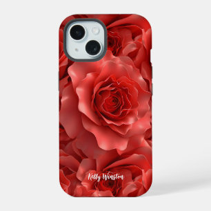 3D Red Roses Seamless Pattern iPhone 15 Case