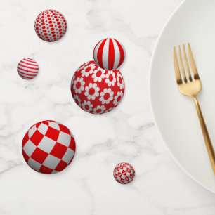 3D Red & White Balls Confetti