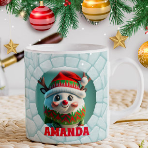 3D Reindeer Christmas Personalised Name Holiday Coffee Mug