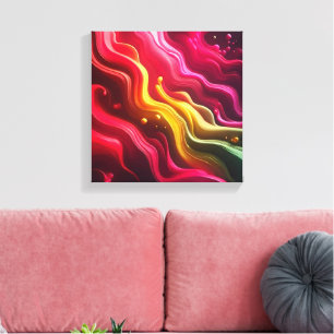 3D Render Fluid Acrylic Art in Dim Light - Magenta Canvas Print