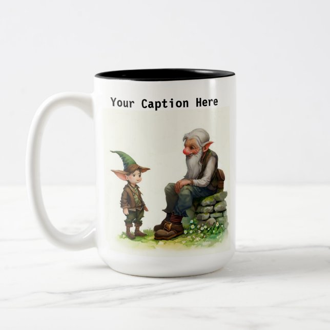 3D Render of an Elderly Elf Sharing his Knowledge  Two-Tone Coffee Mug (Left)
