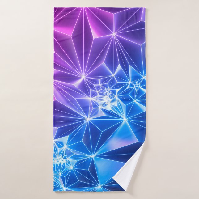 3d render, pink blue neon geometric background, po bath towel (Bath Towel)
