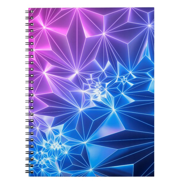 3d render, pink blue neon geometric background, po notebook (Front)