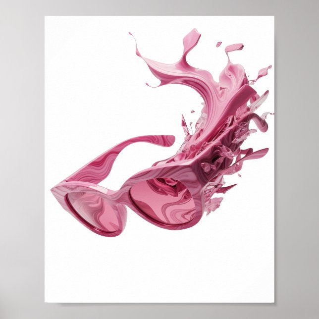 3D RENDERED ABSTRACT PINK AND WHITE PAINT SPLATTER POSTER (Front)