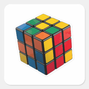 3D Retro 80s Rubik's Cube Puzzle Die-Cut Sticker