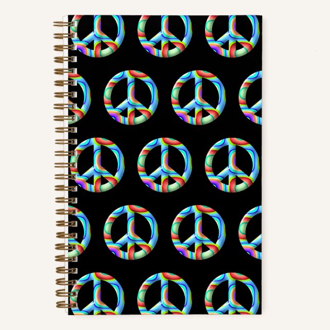 3D retro Peace Symbol Notebook (Front)