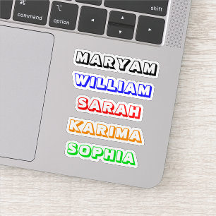 3D Retro Tags, Unique Colourful Name Stickers 