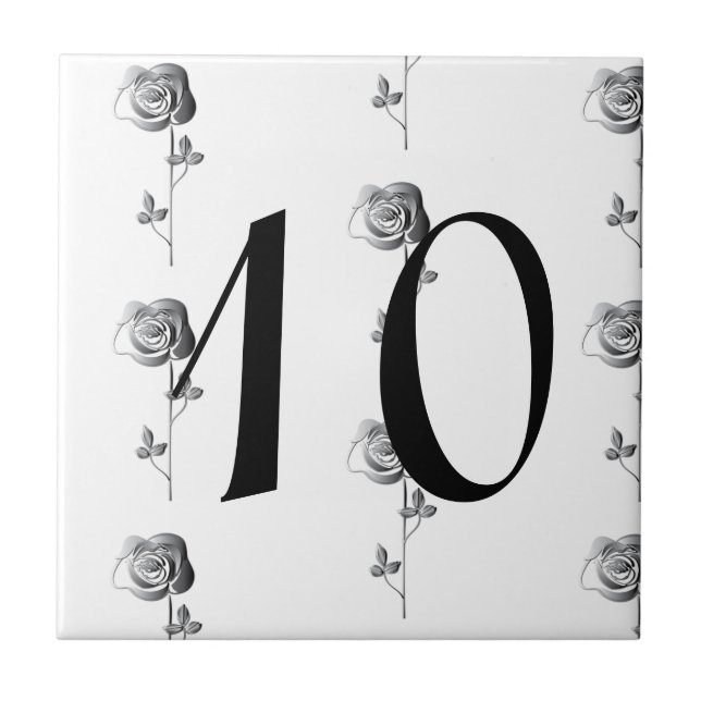 3D Roses House Number Tile (Front)