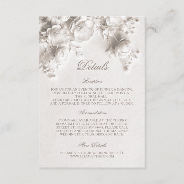 3D Roses Wildflowers White Enclosure Card (Front)