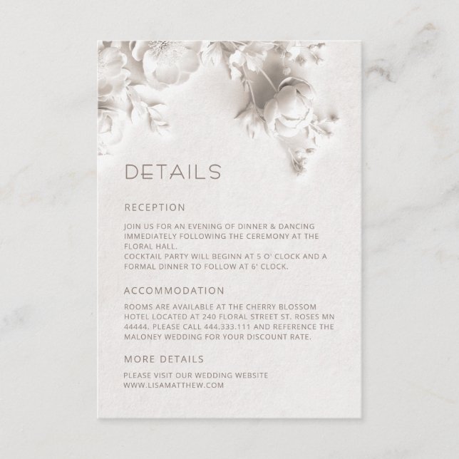 3D Roses Wildflowers White Enclosure Card (Front)