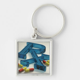3D RX symbol with capsules Key Ring