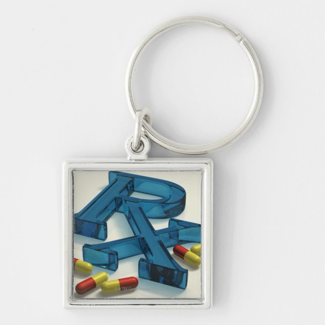 3D RX symbol with capsules Key Ring (Front)