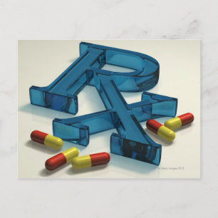 3D RX symbol with capsules Postcard