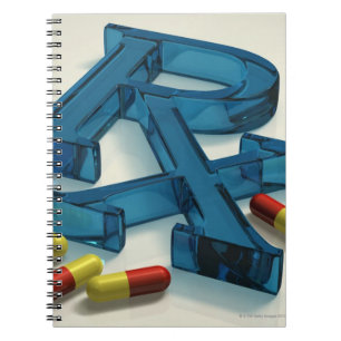 3D RX symbol with capsules Spiral Notebook