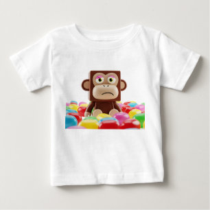 3D Sad Square Monkey Character with Colourful Jell Baby T-Shirt