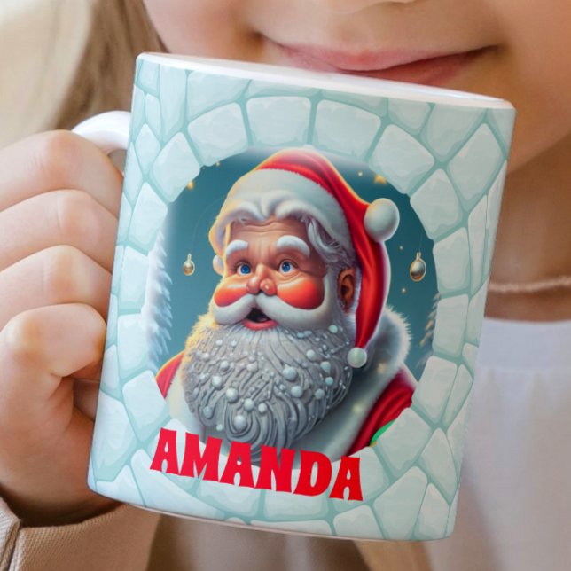 3D Santa Claus Christmas Custom Kids Hot Chocolate Coffee Mug (Creator Uploaded)