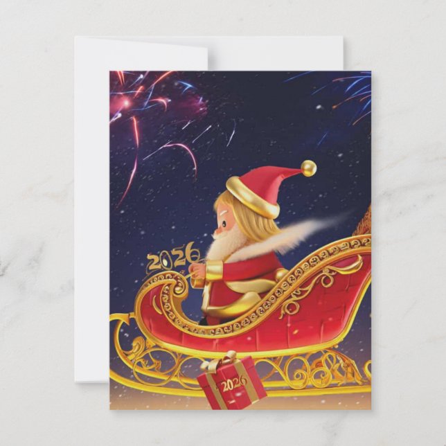 3D Santa Claus Christmas Greeting Card – Festive H (Front)
