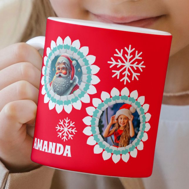 3D Santa Claus Christmas Personalised Kids Photo Coffee Mug (Creator Uploaded)