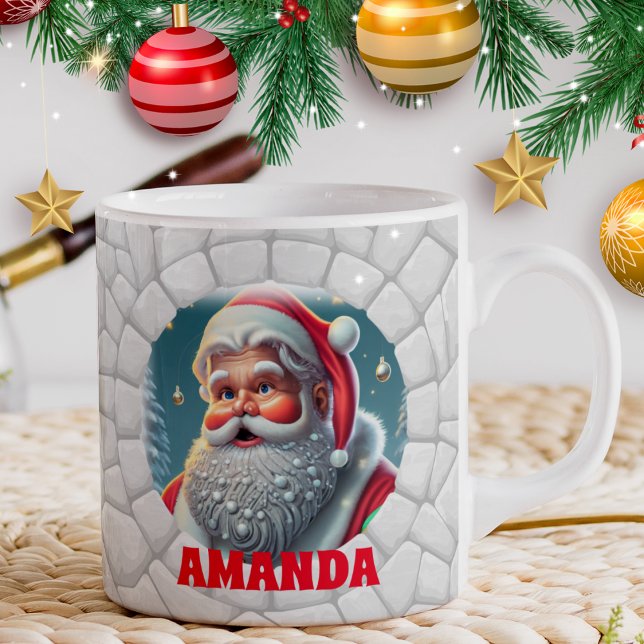 3D Santa Claus Christmas Personalised Name Holiday Coffee Mug (Creator Uploaded)
