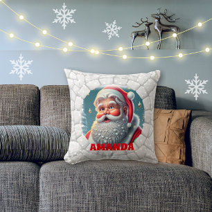 3D Santa Claus Christmas Personalised Name Holiday Cushion