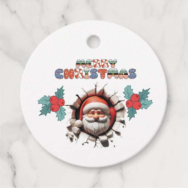 3D Santa Merry Christmas Tag (Front)
