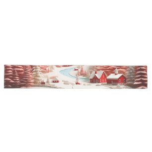 3D Scandinavian Winter Landscape  Long Table Runner