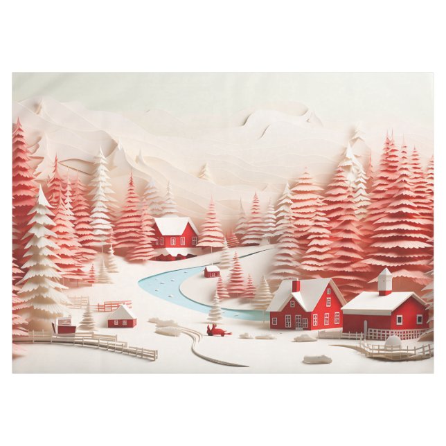 3D Scandinavian Winter Landscape  Tablecloth (Front (Horizontal))