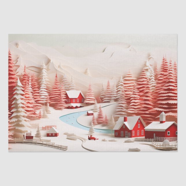 3D Scandinavian Winter Landscape Tissue Paper (Front)