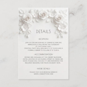 3D Sculptured Roses Minimalist White Enclosure Card