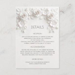 3D Sculptured Roses Minimalist White Enclosure Card