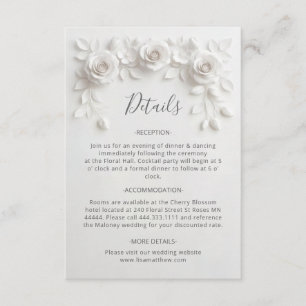 3D Sculptured Roses Minimalist White Enclosure Card