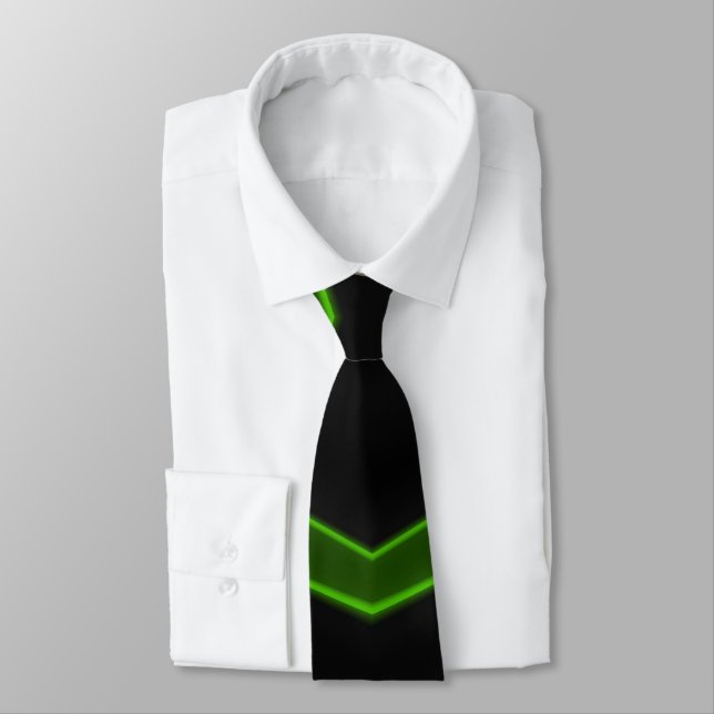 3D Shades Fluoro Green Black original design tie (Tied)