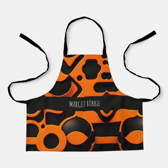 3D Shapes Circles Orange Urban Geometric Pattern Apron (Front)