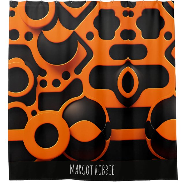 3D Shapes Circles Orange Urban Geometric Pattern Shower Curtain (Front)