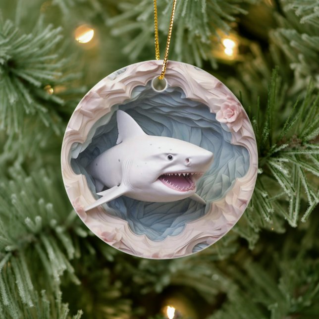 3D Shark Christmas Ceramic Tree Decoration (Tree)